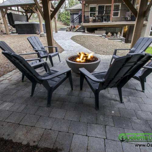  | On this job, we removed a small shed and some concrete patios, installed 2 gazebos, 4 paver patios, a gas fire pit, some stairs, 2 walkways, one large garden bed with some nice basalt rocks and some plantings! | Paver Patios, Walkways & Driveways 